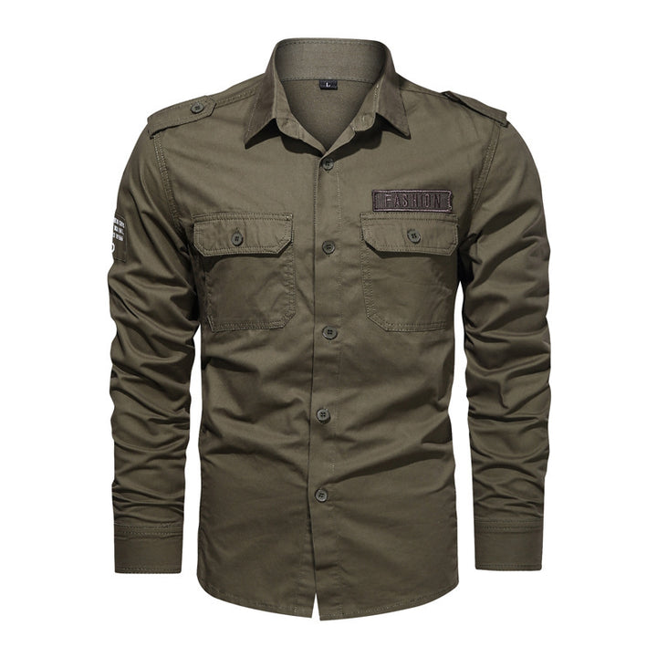 Herren nan Fieldshirt aus Baumwoll-Twill mit Schulterklappen und Klappentaschen Drune