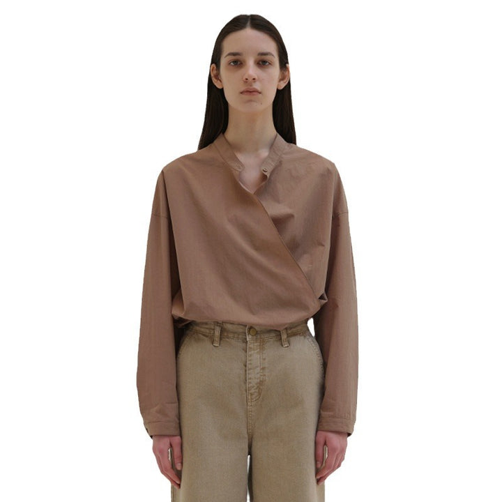 Damen asymmetrische Hemdbluse mit minimalistischem Design Drune