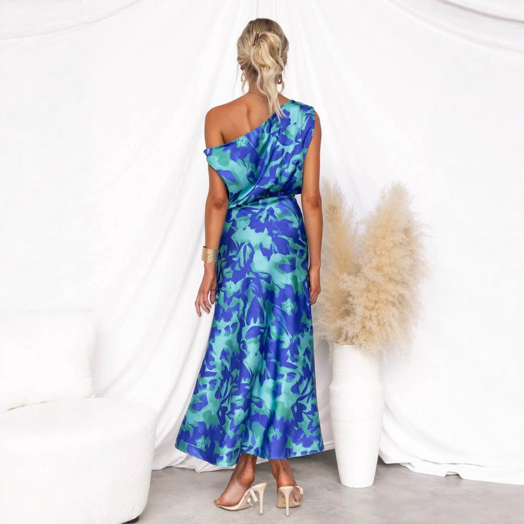 Damen Maxikleid mit asymmetrischem Design und fließendem Stoff Drune