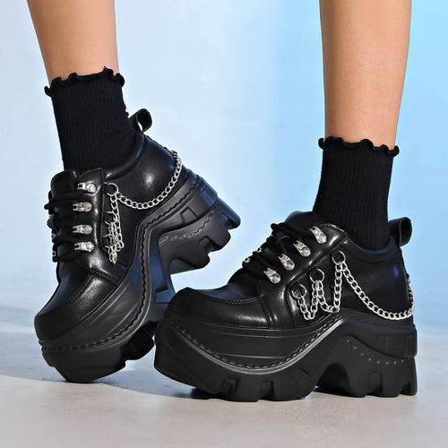 Damen Plateau-Chunky-Sneaker mit Metallketten und ausgeprägter Profilsohle Drune