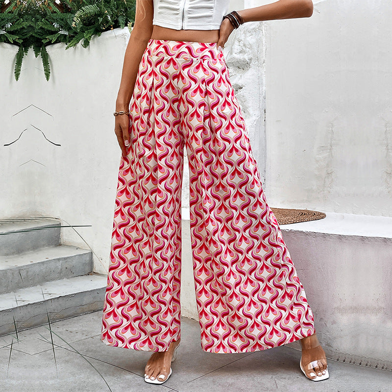 Damen Weite Hosen mit buntem Muster Drune