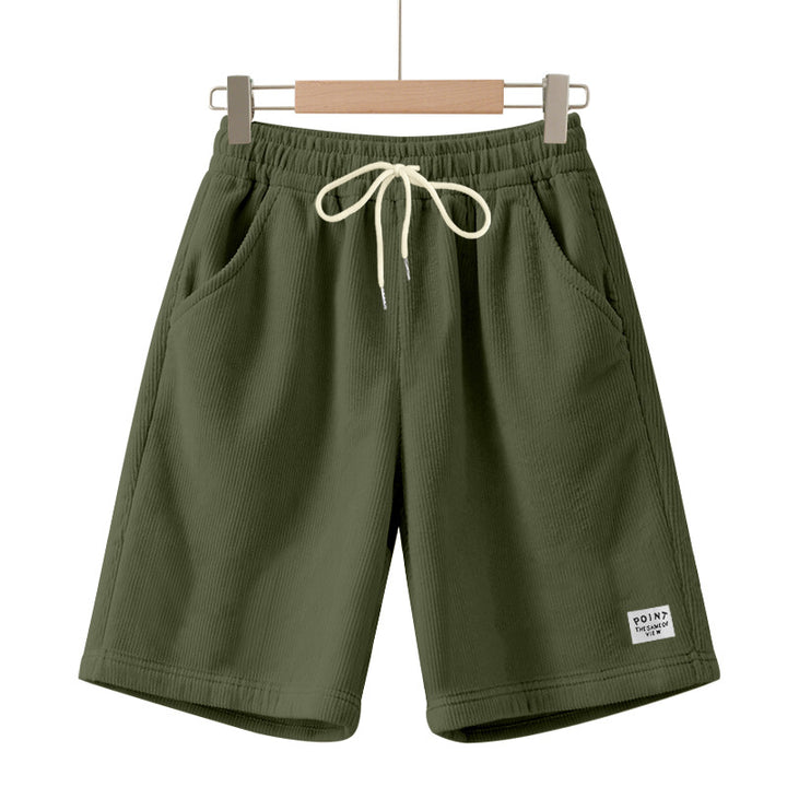 Herren nan knielange Lounge-Shorts im Rippenstrukturjersey mit elastischem Kordelzugbund und aufgesetzten Eingrifftaschen Drune