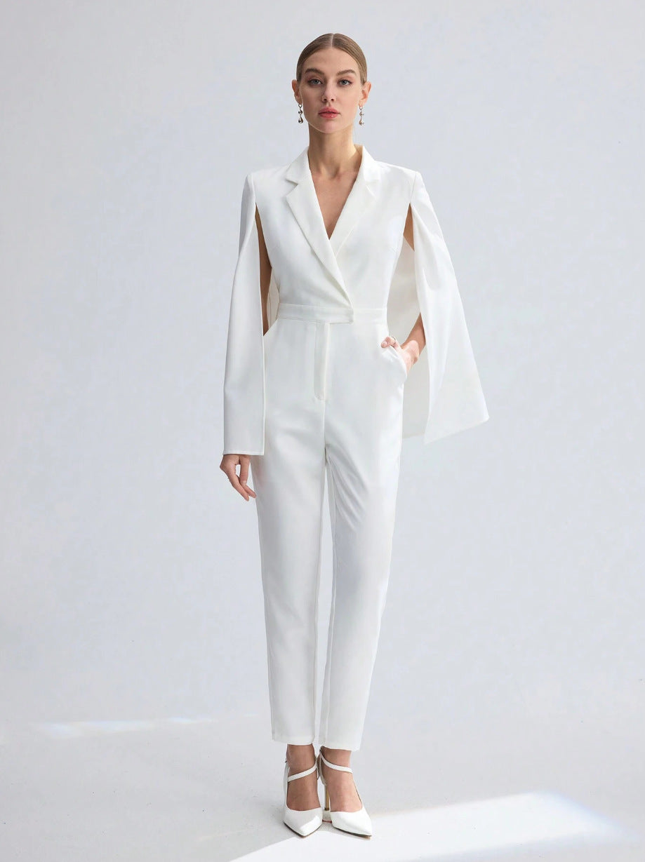 Damen Eleganter Jumpsuit mit Cape-Detail Drune