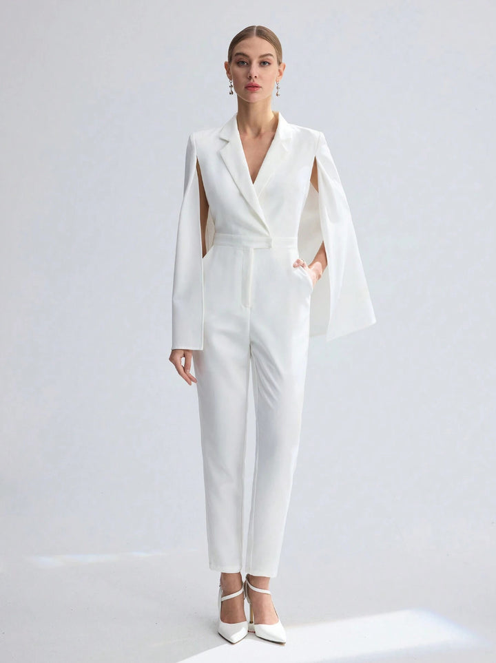 Damen Eleganter Jumpsuit mit Cape-Detail Drune