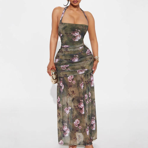 Damen Schulterfreies Maxikleid mit elastischen Rüschendetails Drune