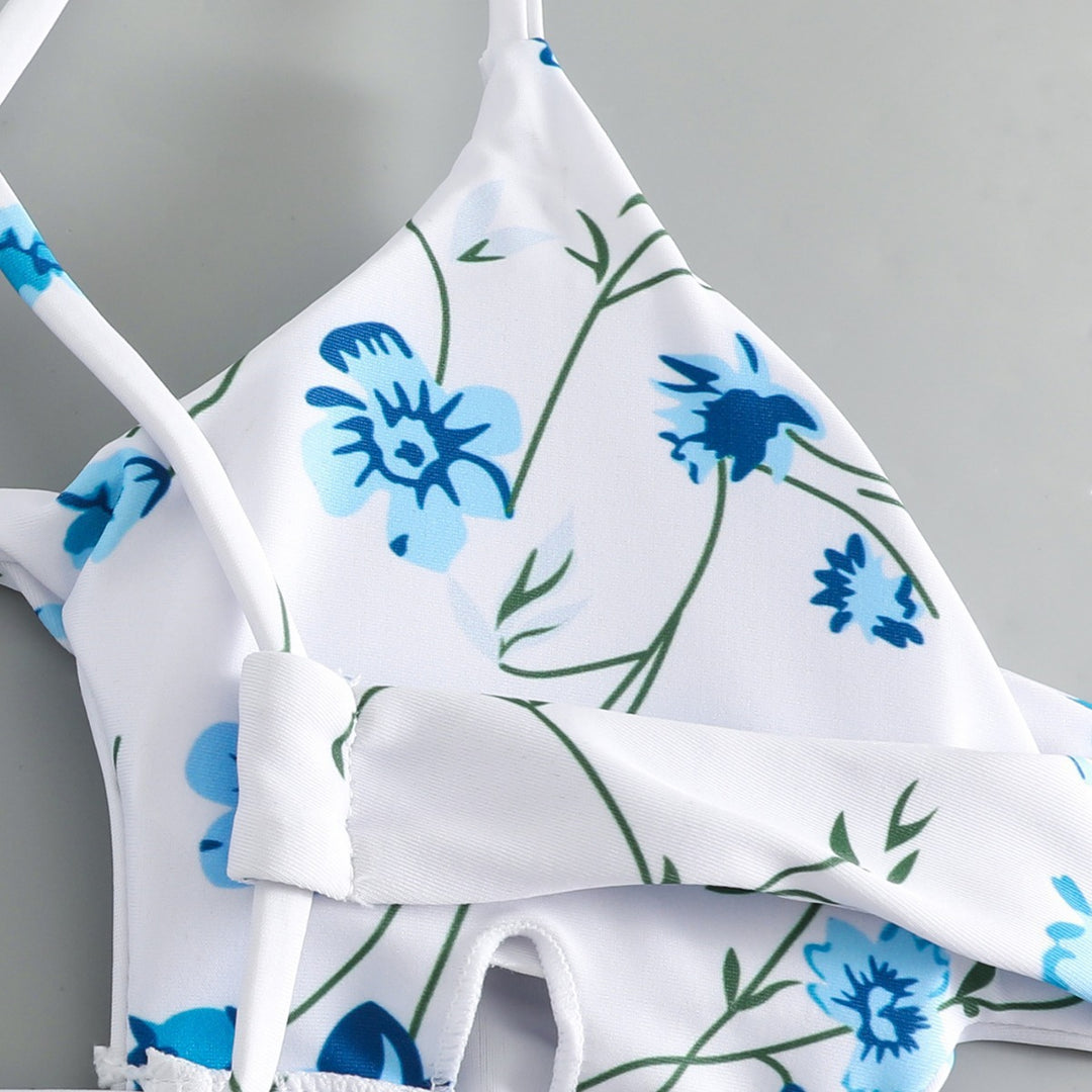 Damen Bikini-Set mit floralem Design und aufregendem Rückenschnürung Drune