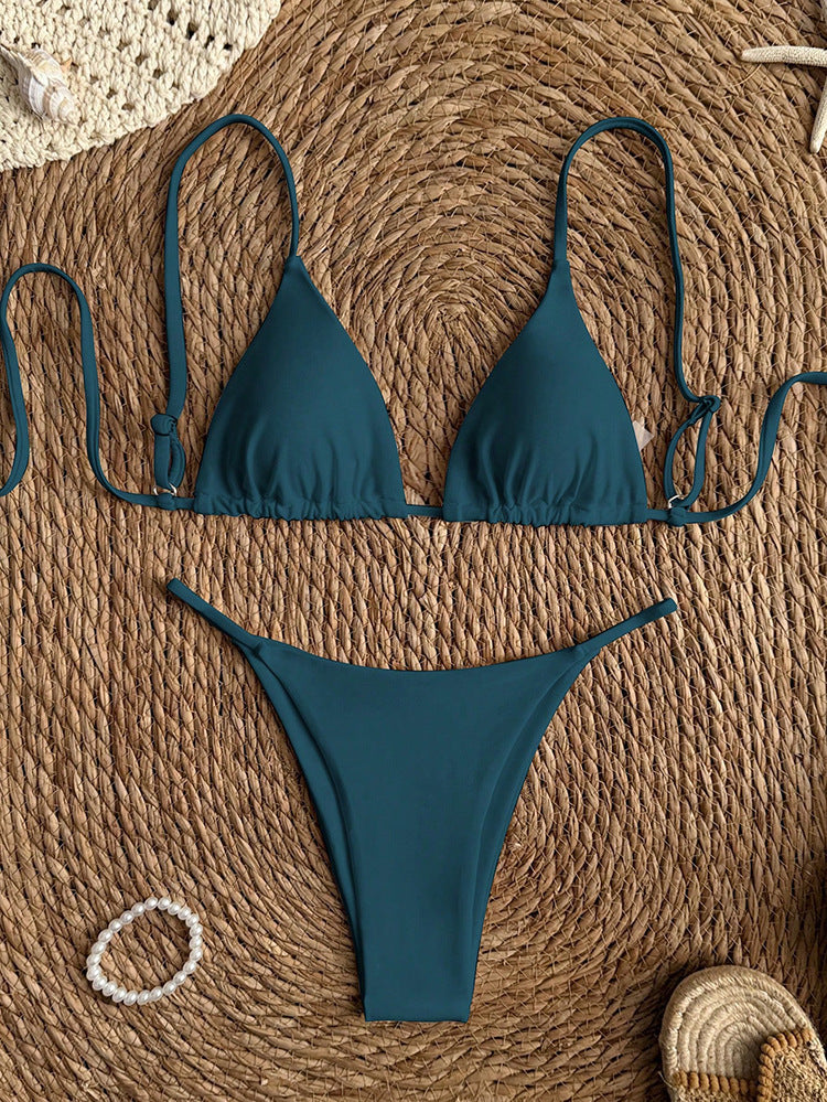 Damen trendiger Bikini mit Triangle-Oberteil und minimalistischem Unterteil Drune