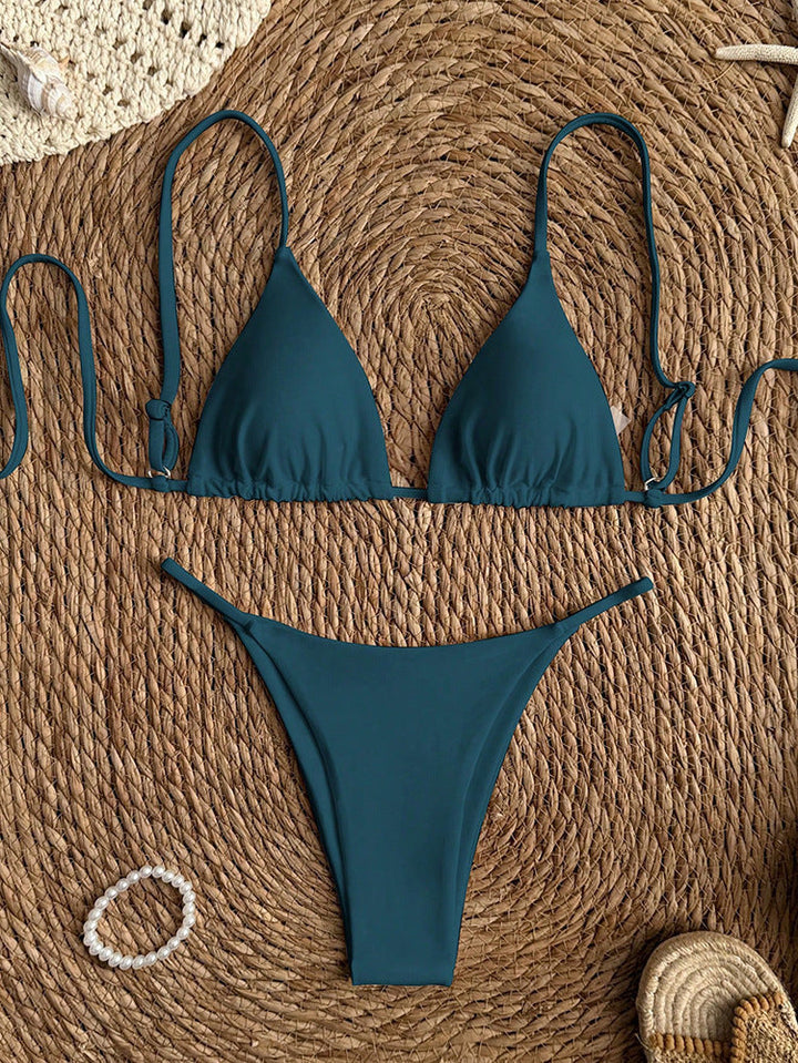 Damen trendiger Bikini mit Triangle-Oberteil und minimalistischem Unterteil Drune