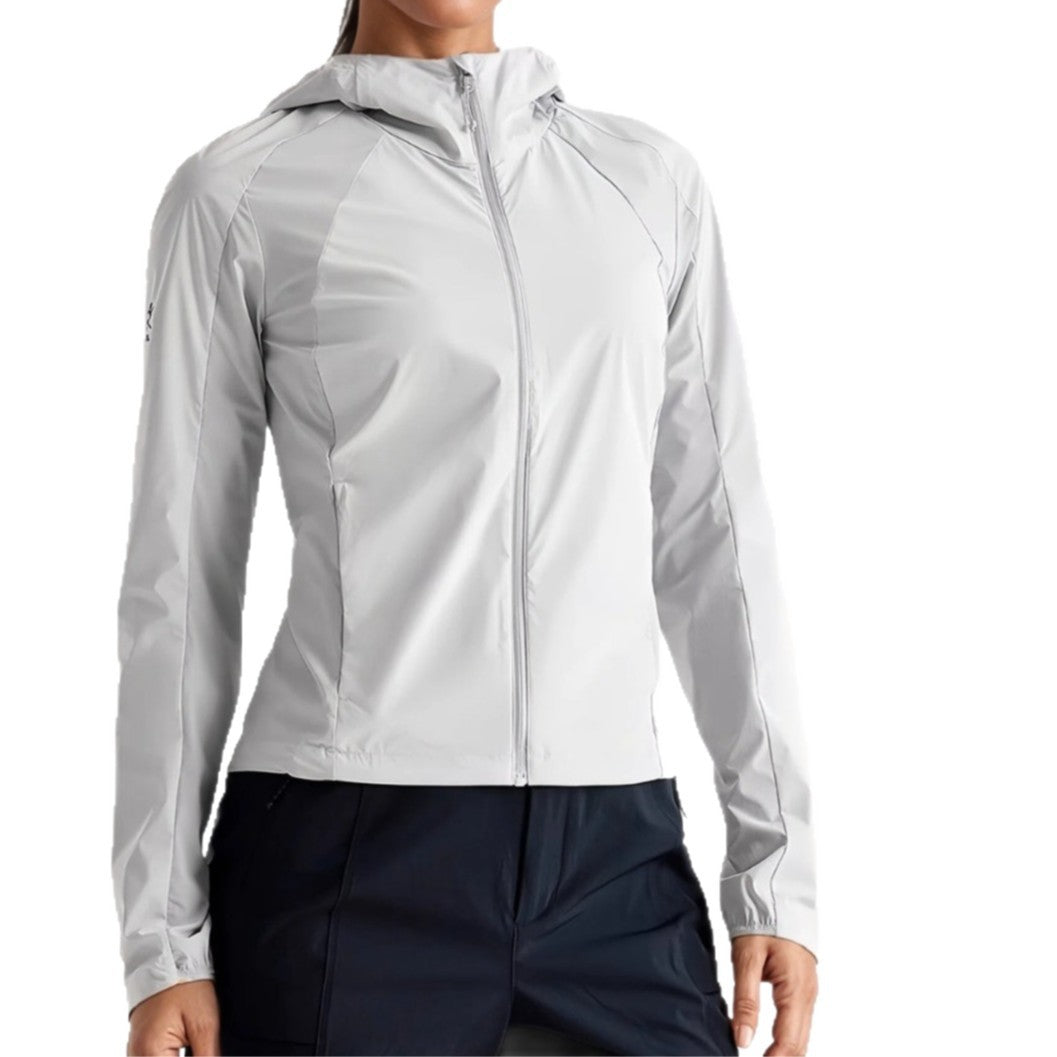 Damen Leichte Kapuzen-Windjacke mit Reißverschluss und verstellbarem Saum Drune