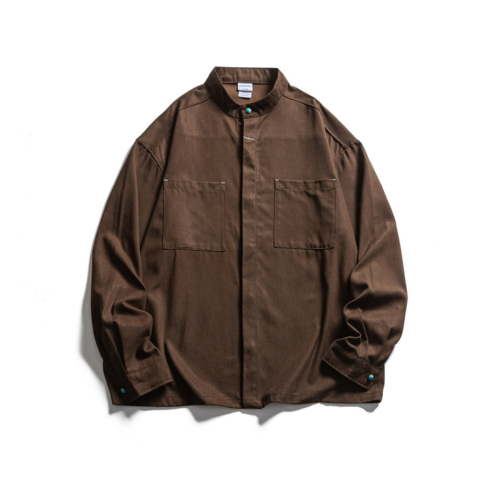 Herren Workwear-Overshirt mit Stehkragen und verdeckter Knopfleiste Drune