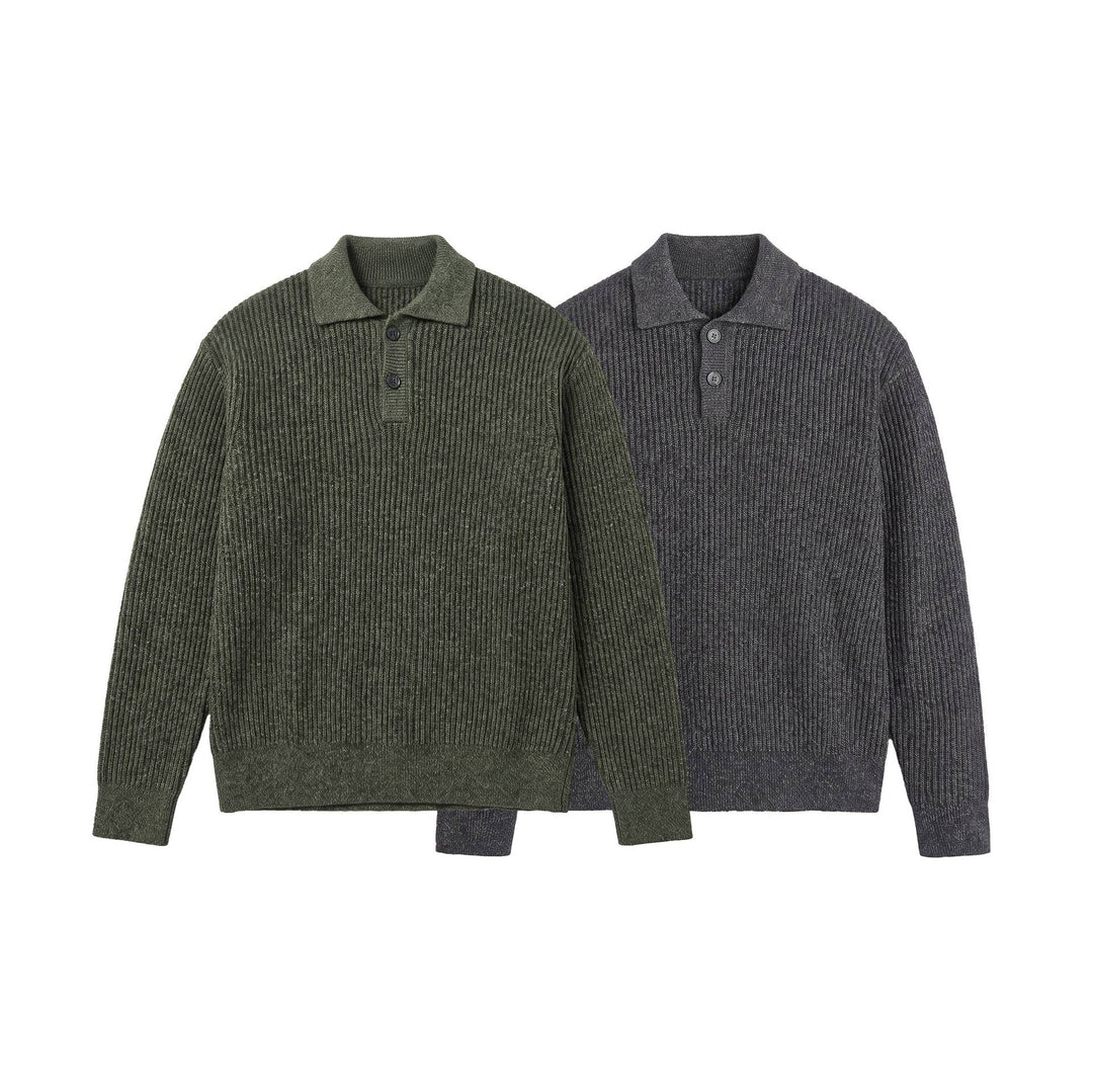 Herren Strickpullover mit Polokragen und markanter Rippenstruktur Drune