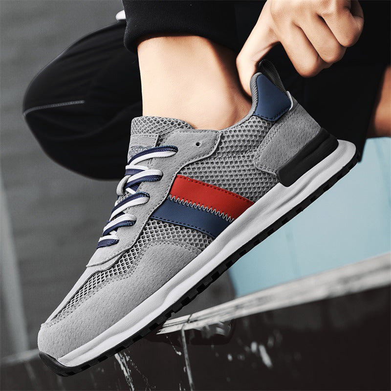 Herren Atmungsaktive Freizeit-Runner mit Mesh-Obermaterial, retro-inspiriertem Streifen-Detail und griffiger Gummilaufsohle Drune
