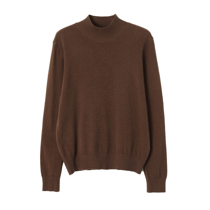 Damen elegantes Langarmoberteil mit hohem Kragen und feiner Rippstruktur Drune