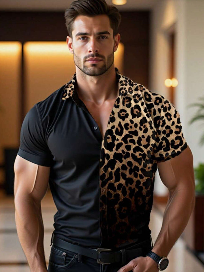 Herren Kurzarmhemd mit kunstvollem Blumenmuster Drune