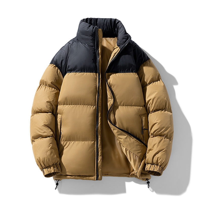 Herren gesteppte Thermo-Daunenimitat-Jacke mit hohem Stehkragen und Kordelzug Drune