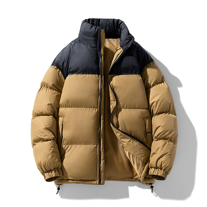 Herren gesteppte Thermo-Daunenimitat-Jacke mit hohem Stehkragen und Kordelzug Drune