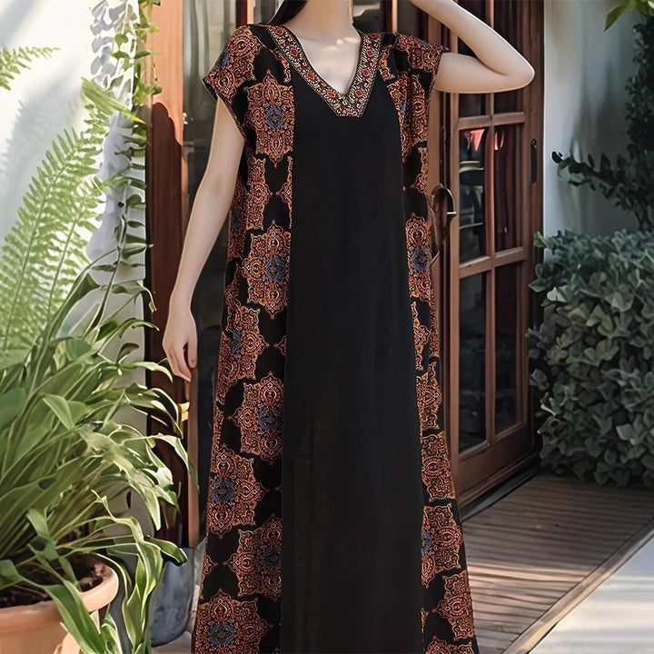 Damen Maxikleid mit aufwendigen Stickdetails und fließendem Schnitt Drune