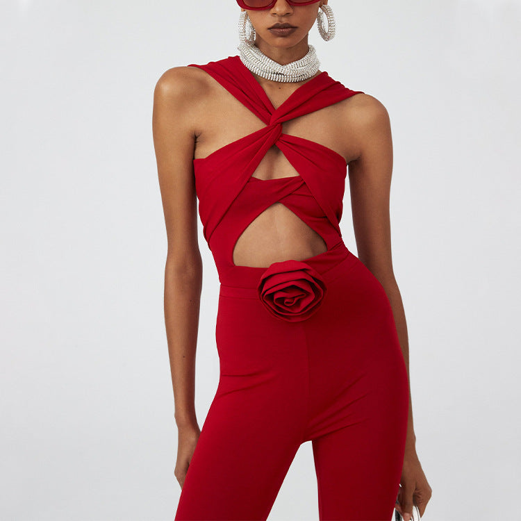 Damen Eleganter Rüschentop mit Blumenmotiven Drune