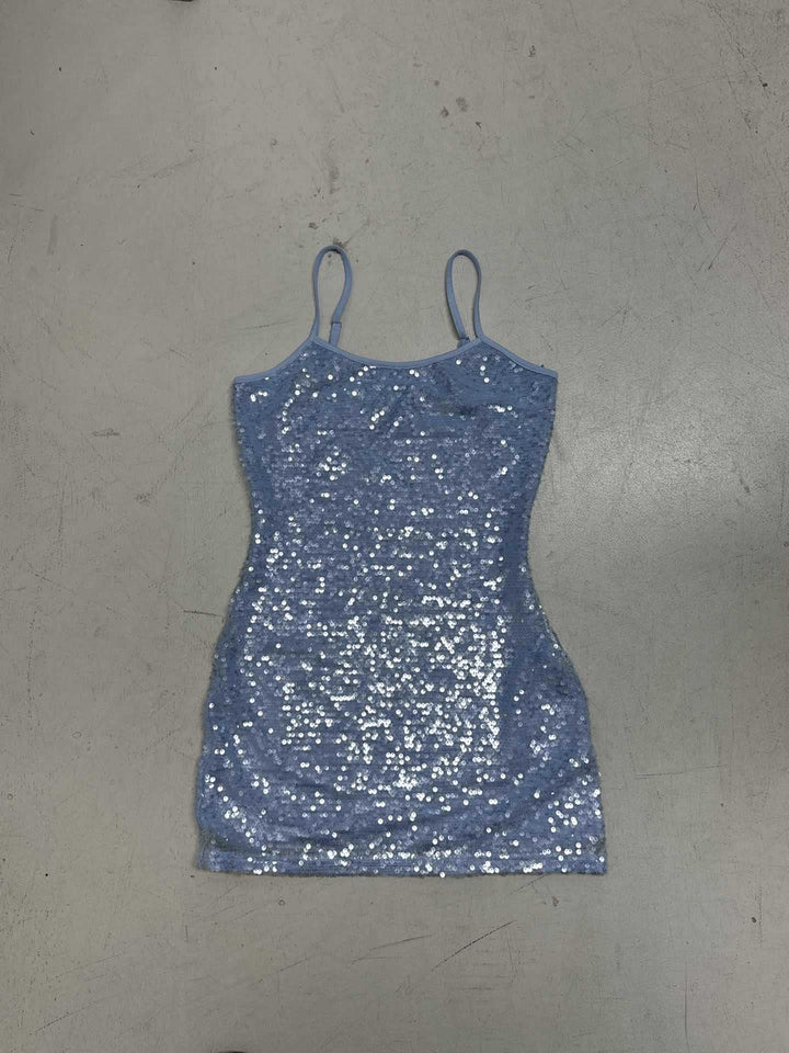 Damen Glitzerndes Party-Kleid mit Spaghettiträgern und figurbetontem Schnitt Drune