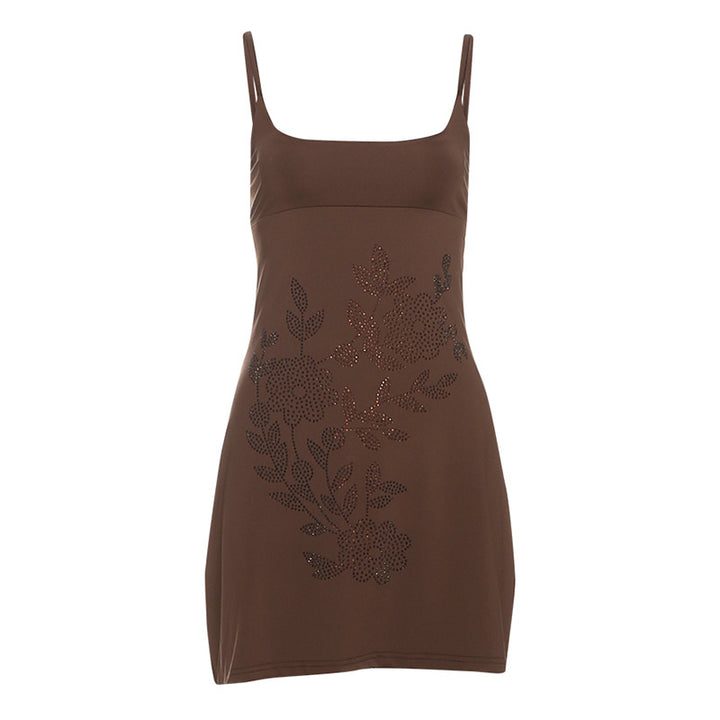 Damen Freizeitkleid mit floralen Strass-Details Drune