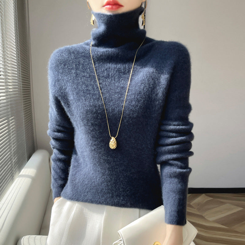 Damen Kurz geschnittener Rollkragenpullover aus weichem Kaschmir-Blend mit schmaler Silhouette Drune