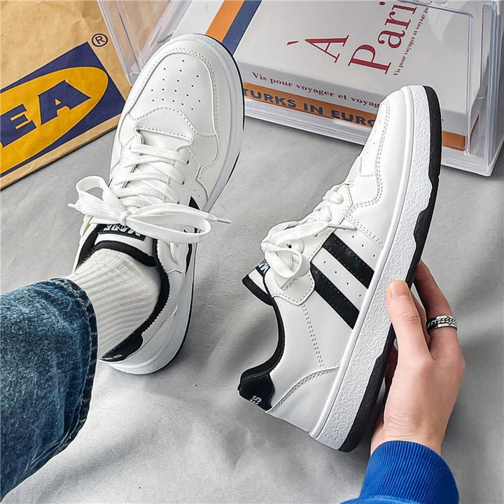 Unisex Klassische Low-Top Freizeit-Sneaker aus glattem Kunstleder mit gepolsterter Innensohle und robustem Cupsohlenprofil Drune
