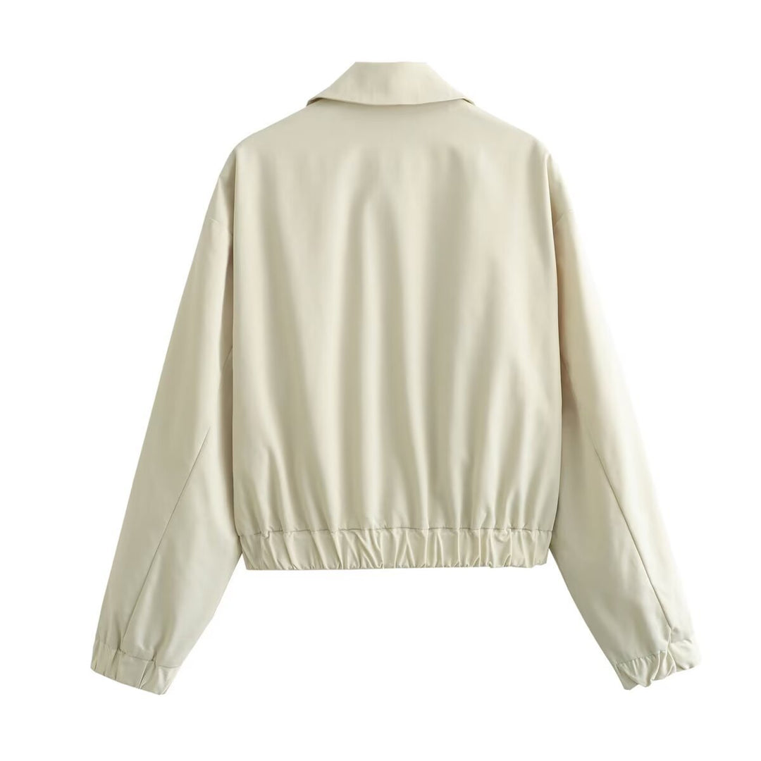 Damen nan leichte Oversize-Blousonjacke mit durchgehendem Reißverschluss, Hemdkragen und elastischen Ärmelbündchen Drune