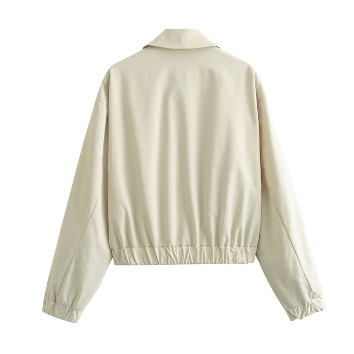 Damen nan leichte Oversize-Blousonjacke mit durchgehendem Reißverschluss, Hemdkragen und elastischen Ärmelbündchen Drune