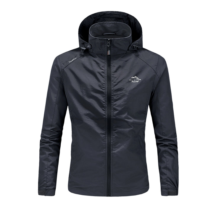 Herren Ultraleichte packbare Outdoorjacke mit hohem Kragen, Kapuze und atmungsaktivem Meshfutter Drune
