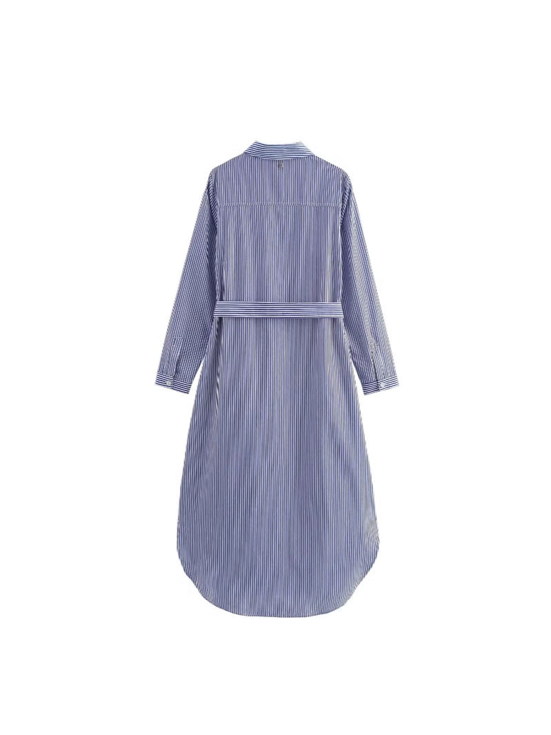 Damen Hemdblusenkleid mit verstellbarem Gürtel Drune