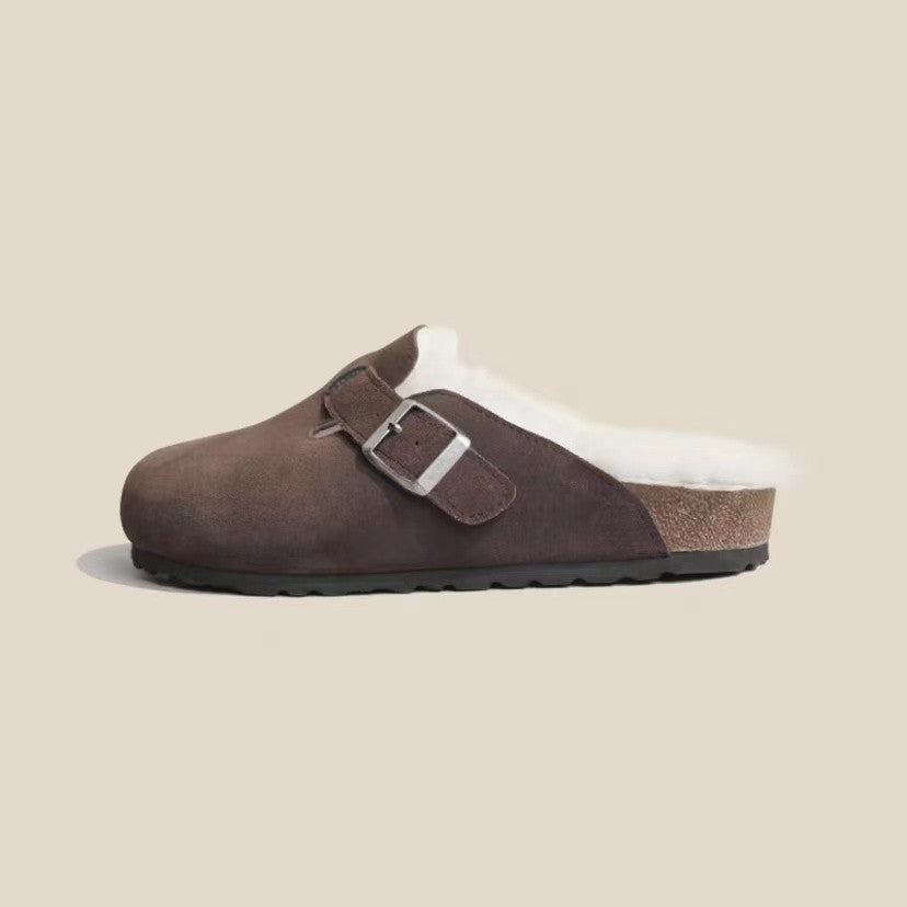 Damen nan gefütterte Clog-Pantoffel mit verstellbarer Metallschnalle und anatomischem Korkfußbett Drune