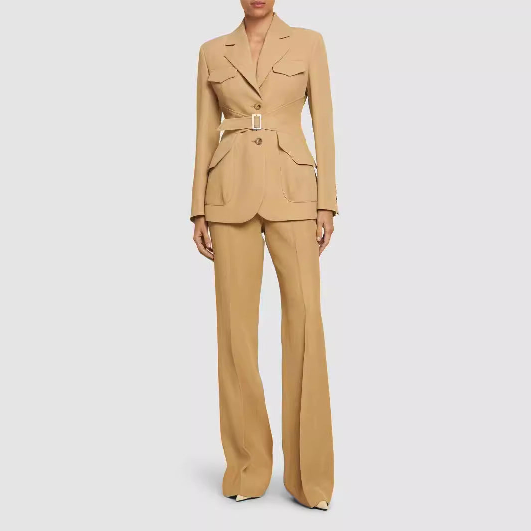 Damen Zweiteiliger Hosenanzug im Tailoring mit tailliertem Blazer und weitem Bein Drune