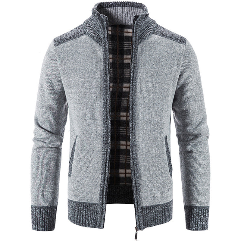 Herren Strickjacke mit modernem Stehkragen und strukturiertem Design Drune