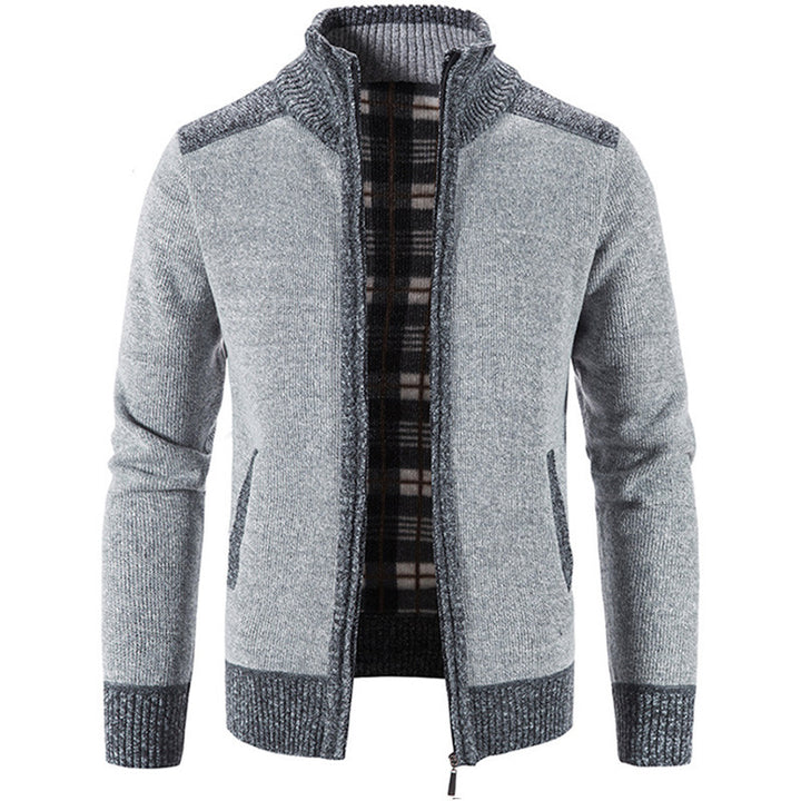 Herren Strickjacke mit modernem Stehkragen und strukturiertem Design Drune