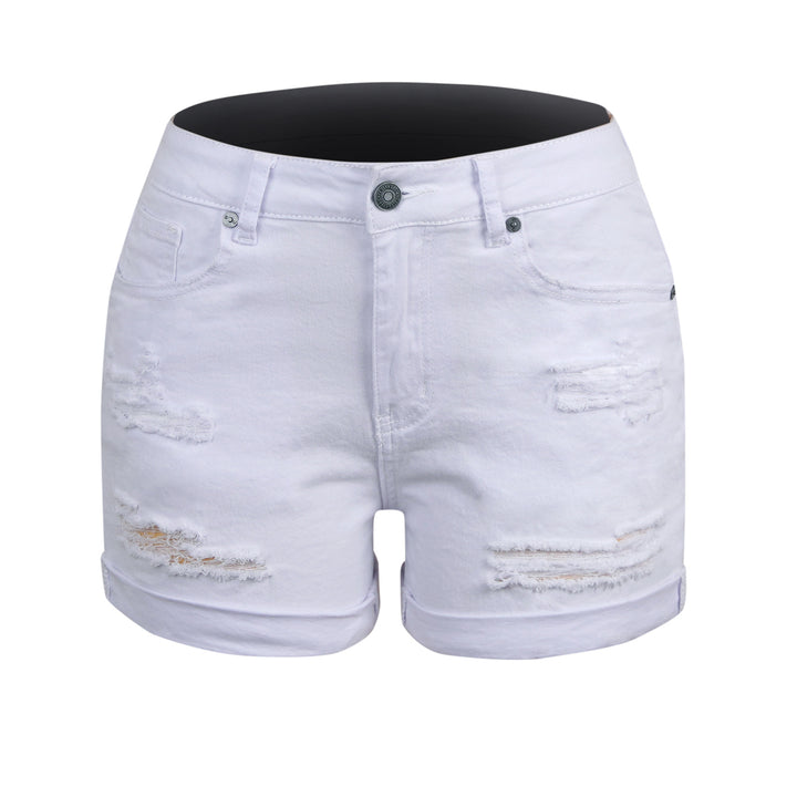 Damen entspannte Denim-Shorts mit modischen Abrieb-Details Drune
