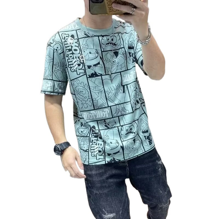 Herren lässiges T-Shirt mit kreativem Comic-Design Drune