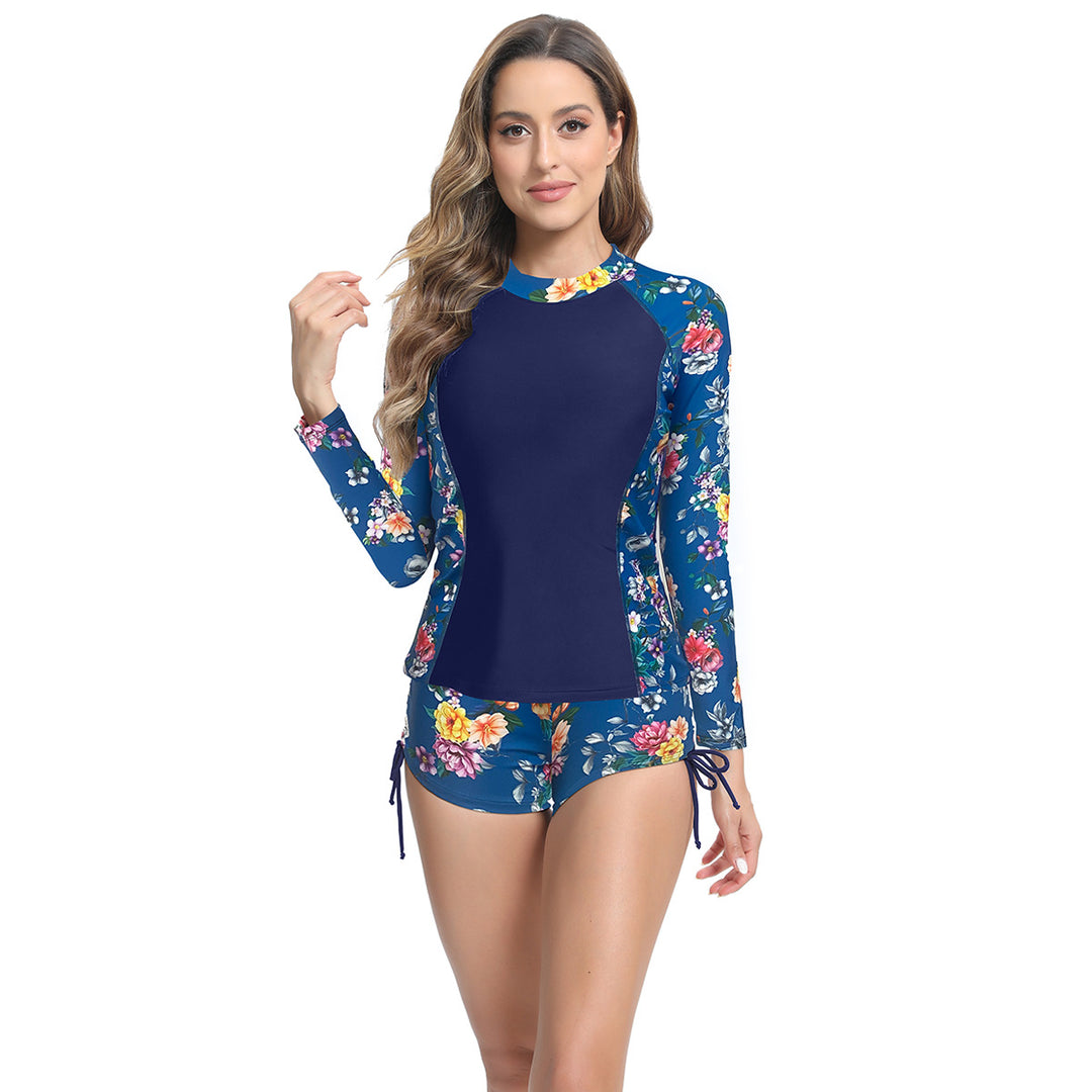 Damen Sportlicher Langarm-Surfsuit mit floralem Design Drune