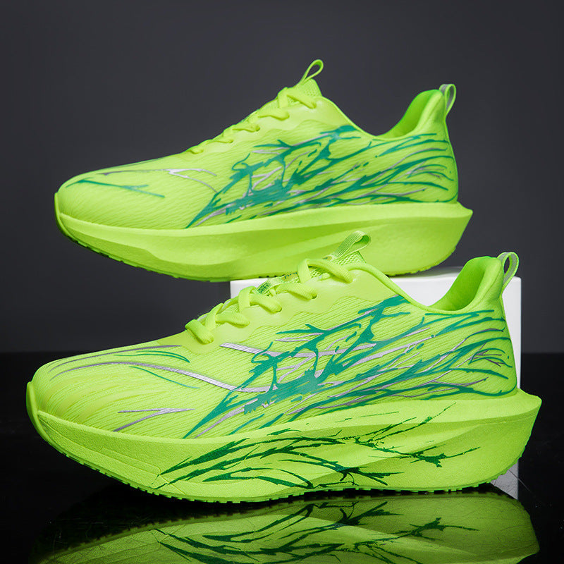 Unisex leichte Laufsneaker mit grafischem Splash-Print, atmungsaktivem Strickoberteil und gedämpfter Plateausohle Drune