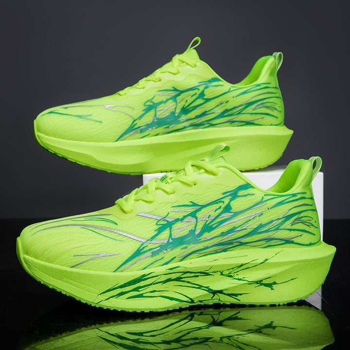 Unisex leichte Laufsneaker mit grafischem Splash-Print, atmungsaktivem Strickoberteil und gedämpfter Plateausohle Drune