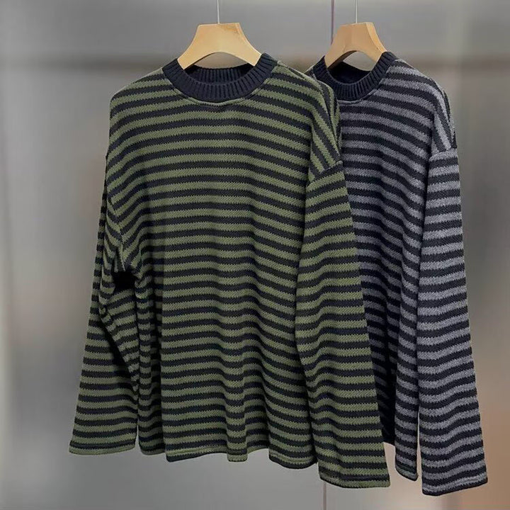 Herren Lässiger Strickpullover mit Modischem Streifenmuster Drune