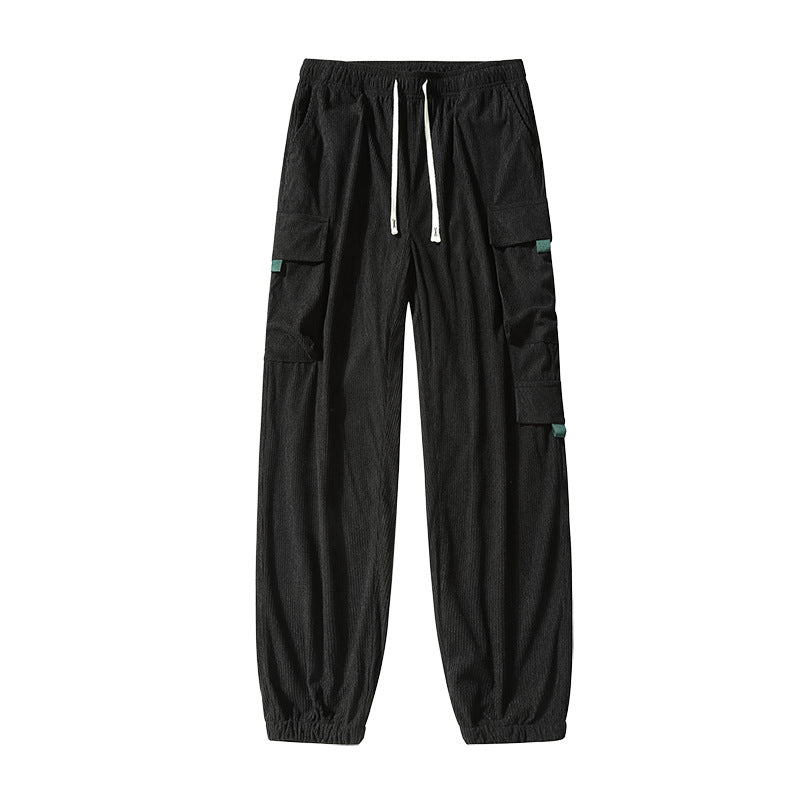 Herren Utility-Cargohose im Joggerstil aus strukturierter Baumwollmischung mit elastischem Bund & Mehrfachtaschen Drune