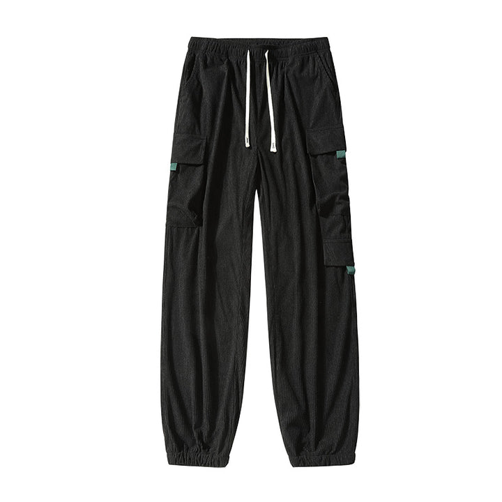 Herren Utility-Cargohose im Joggerstil aus strukturierter Baumwollmischung mit elastischem Bund & Mehrfachtaschen Drune