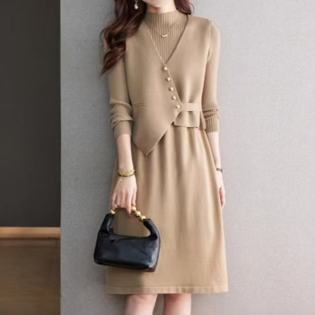 Damen Kombination aus Strickkleid und Weste Drune