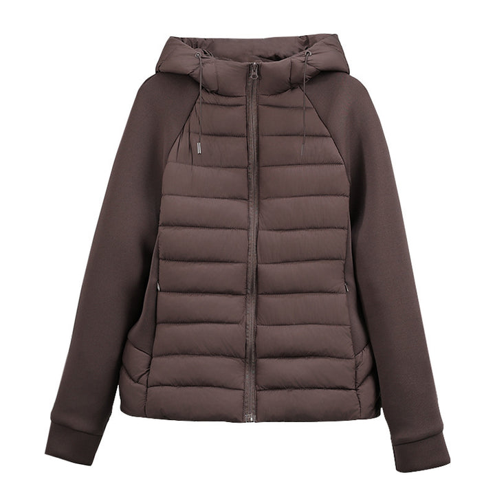 Damen nan gesteppte Hybridjacke mit Kapuze, Softshell-Ärmeln und leichter Thermoisolierung Drune