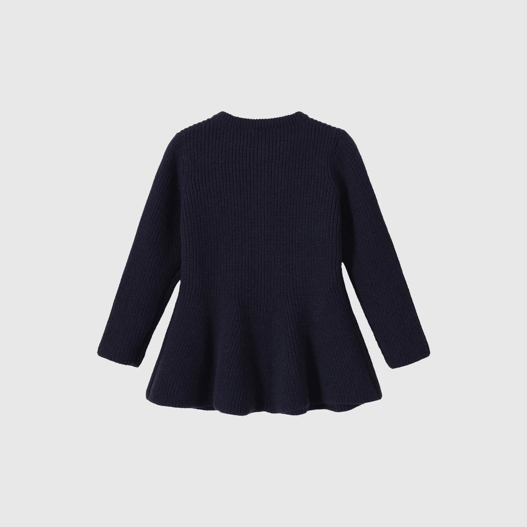 Damen Strickcardigan mit taillierter Schößchen‑Silhouette und goldenen Zierknöpfen Drune