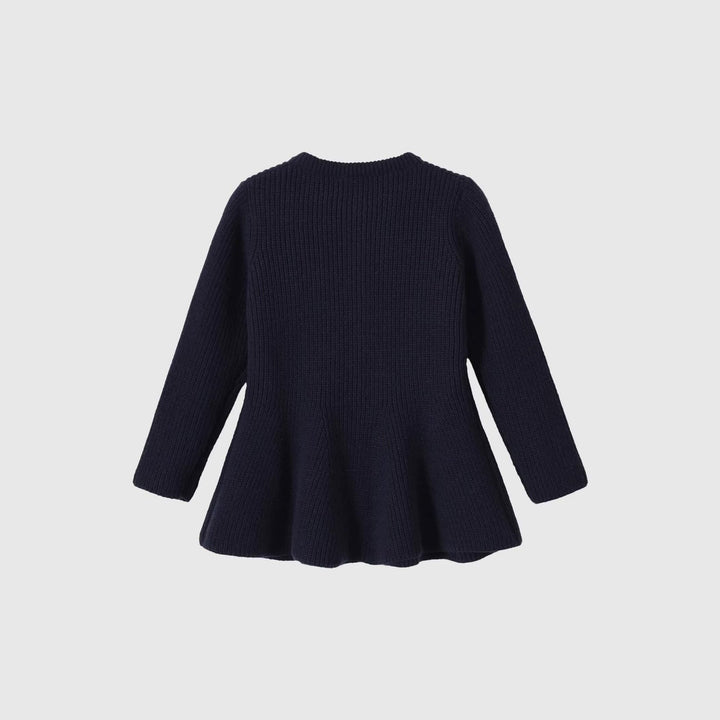 Damen Strickcardigan mit taillierter Schößchen‑Silhouette und goldenen Zierknöpfen Drune