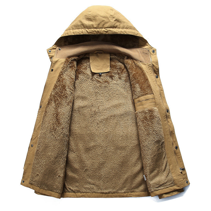 Herren Canvas-Fieldparka mit herausnehmbarer Teddy-Innenjacke, Kordelzug und Mehrfach-Taschen Drune