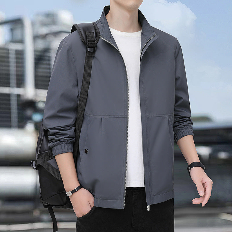 Herren Leichte Urban-Windjacke mit Stehkragen, Reißverschluss und elastischen Bündchen Drune
