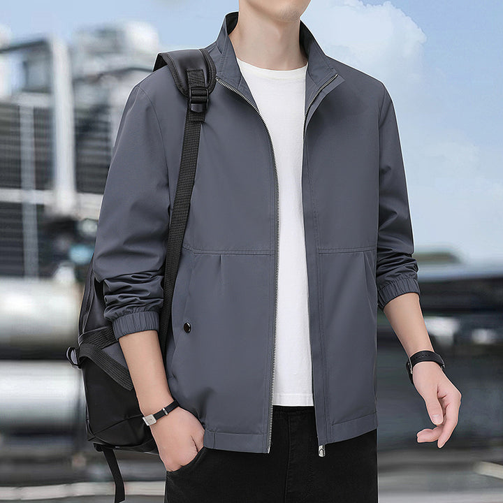 Herren Leichte Urban-Windjacke mit Stehkragen, Reißverschluss und elastischen Bündchen Drune