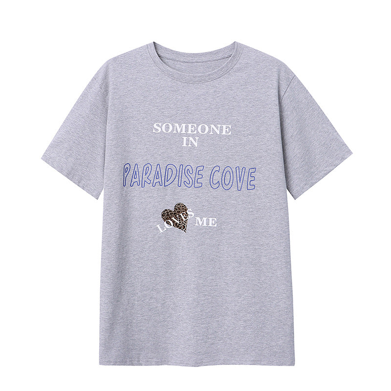 Damen lässiges T-Shirt mit kreativem Schriftzug und bequemer Passform Drune